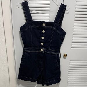 MAEVE Denim look Cotton blend Navy Size 10 Button-Up Romper